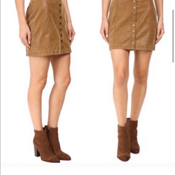 Free People Faux Vegan Leather Button Down Skirt 2 - Picture 2 of 8